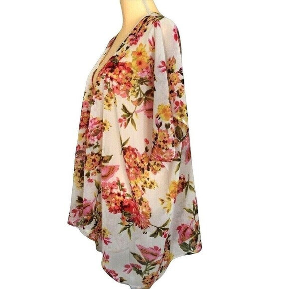 SPEED LIMIT MPH Cover UP Print‎ Floral Kimono Sleeve Open Front Size S India - Picture 3 of 7